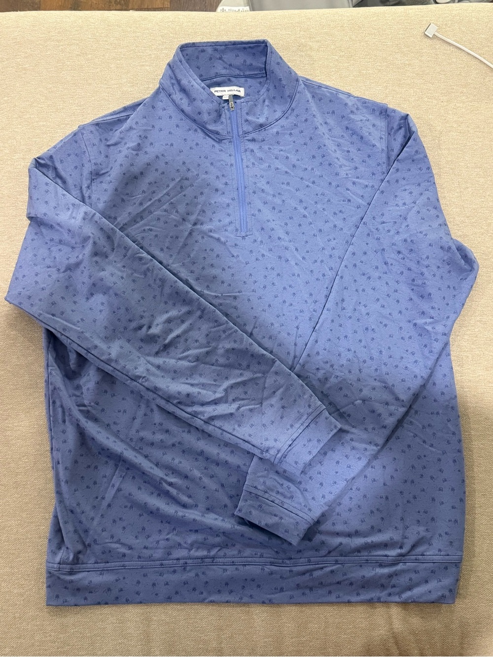 Peter Millar Blue Micro-Pattern Quarter-Zip Sweater